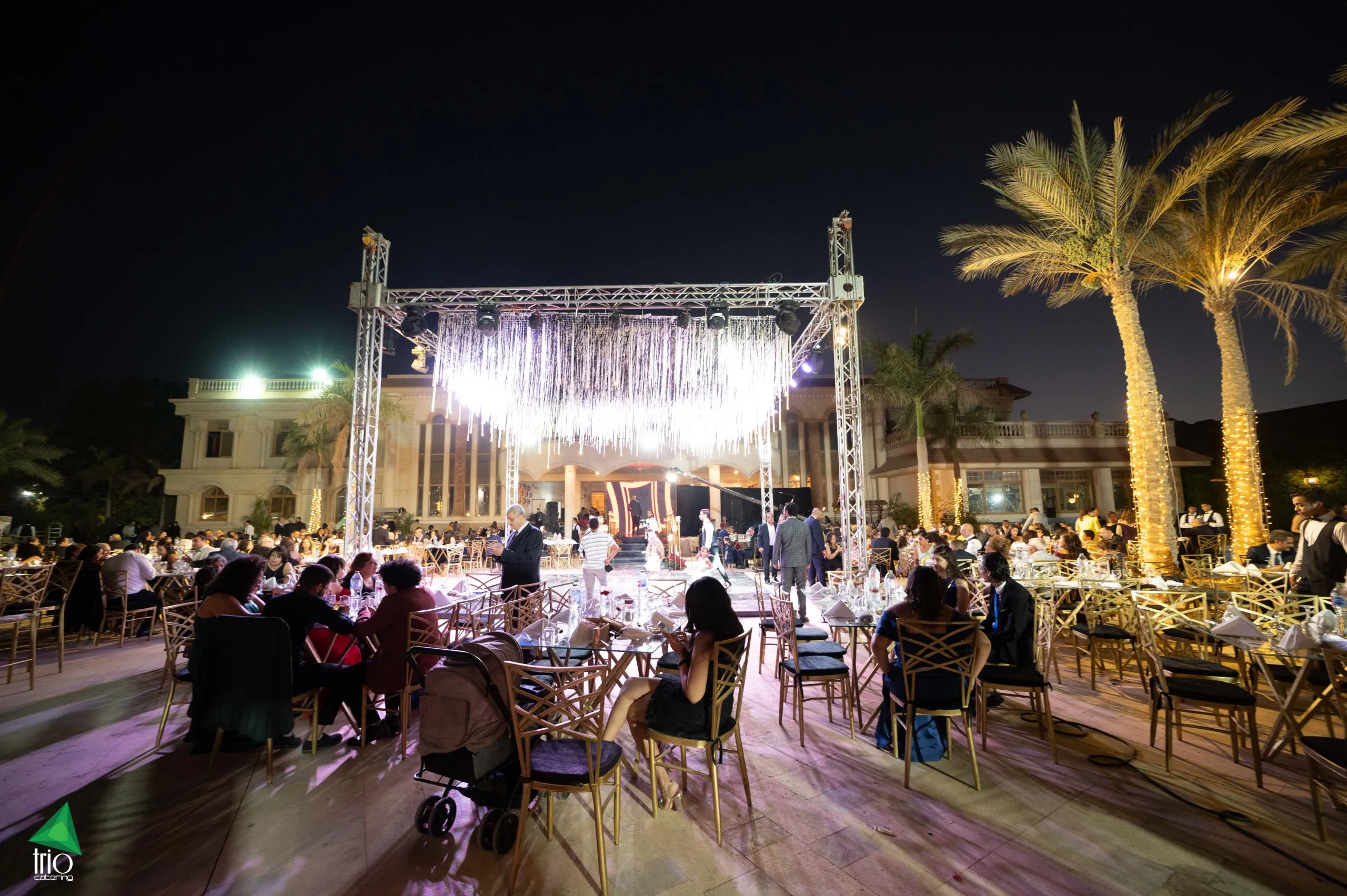 Elegant wedding reception catering setup